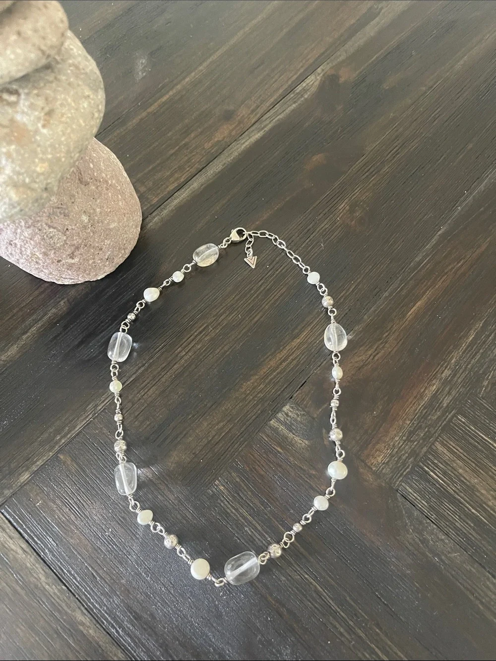 Silpada Sterling Crystal Bead Necklace - Clear/pearl